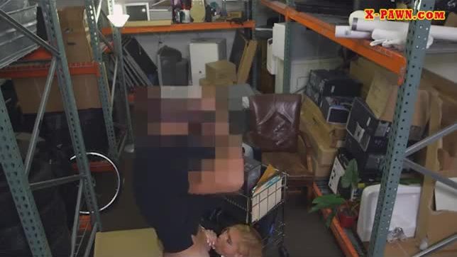 Hot milf banged in storage room for cash