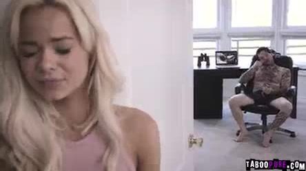 Bored blonde teen dares her stepbro to nail her